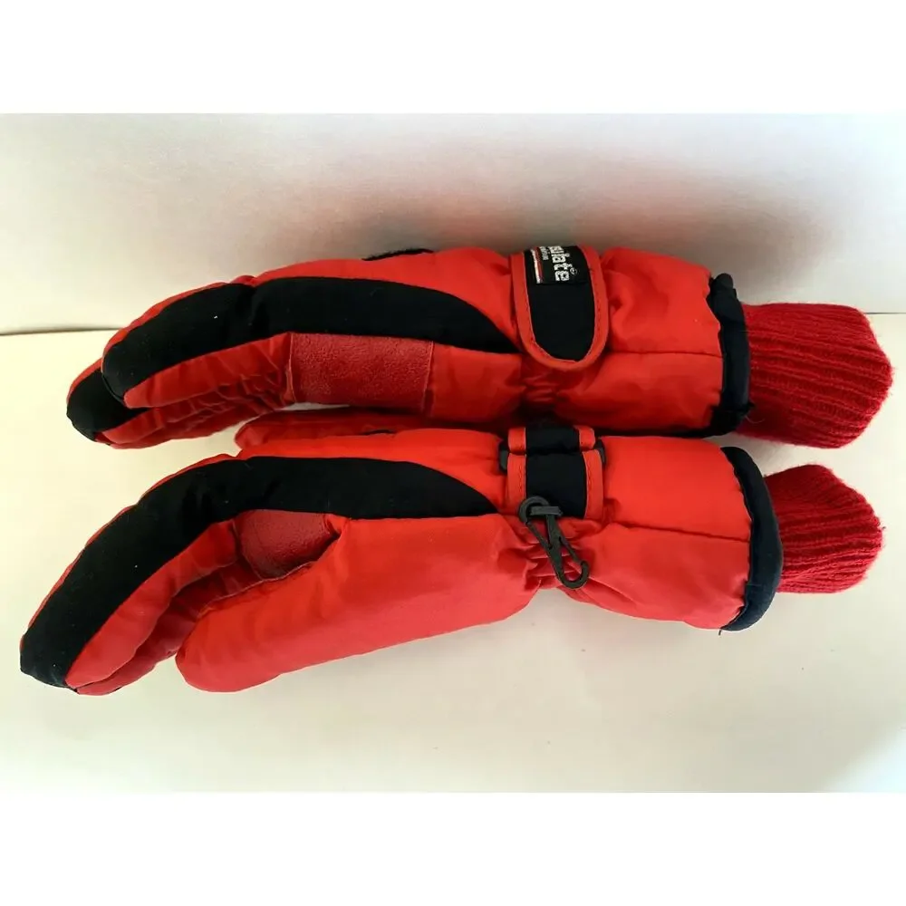 Vtg Vaporwave Paris Thinsulate Red Winter Ski Snow Gloves Womens S Girls 10-12